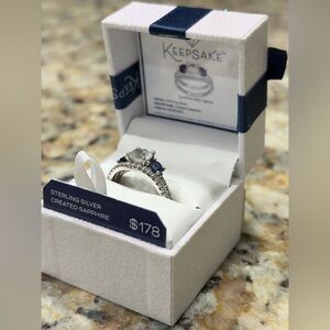 3 3/8 Carat TGW Created "Sapphire Gem" Bridal Ring Set in Sterling Silver